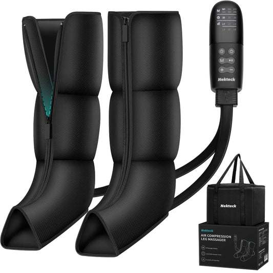 Air Compression Leg Massager for Lymphedema Pain Relief - 6 Level Circulation Booster, Restless Legs Therapy (Parents Bday Gift)