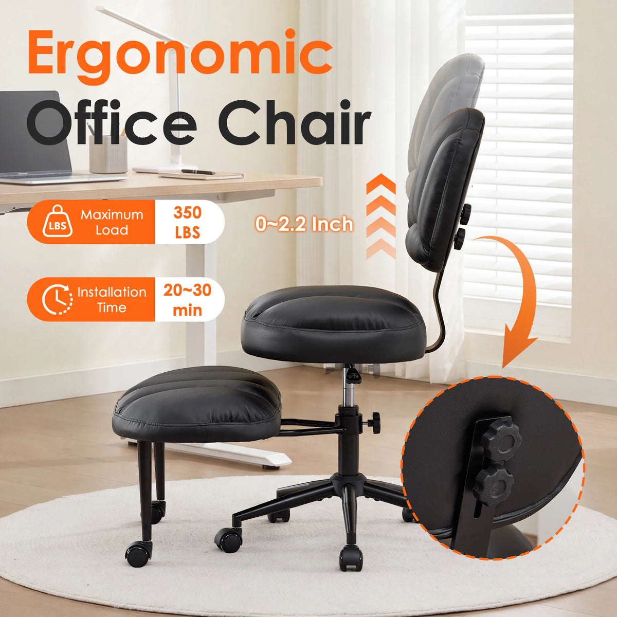 TCGBKAF Ergonomic Cross Legged Office Chair With Adjustable Footrest