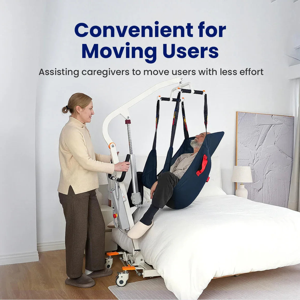 Electric Transfer Lift - Adjustable Hydraulic Lift Chair for Seniors, 400lbs Weight Capacity, Ergonomic Handles & Sturdy Frame