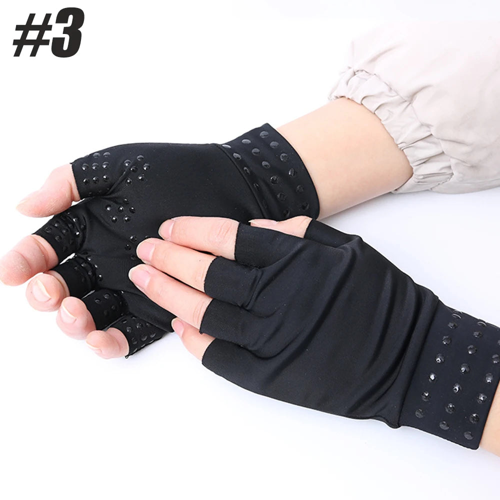 1Pair Magnetic Gloves Arthritis Therapy Gloves Men Women Arthritis Joint Pain Treat Fingerless Glove Rheumatoid Hand Pain Relief