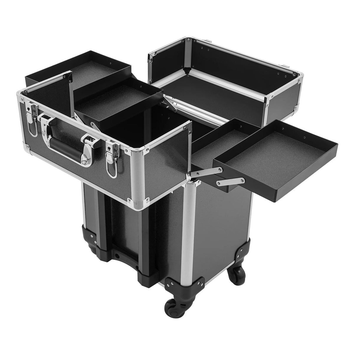 Rolling Makeup Case With Detachable Wheels for Cosmetic Tool Storage
