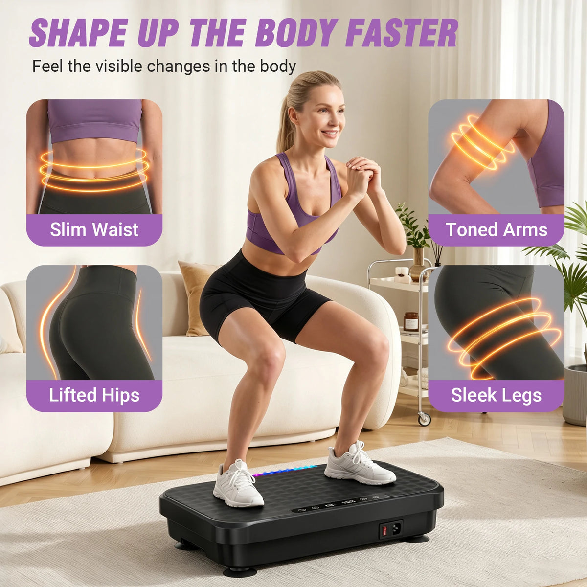 Vibration Plate Trainer With Bluetooth Music And LED Ambient Lights