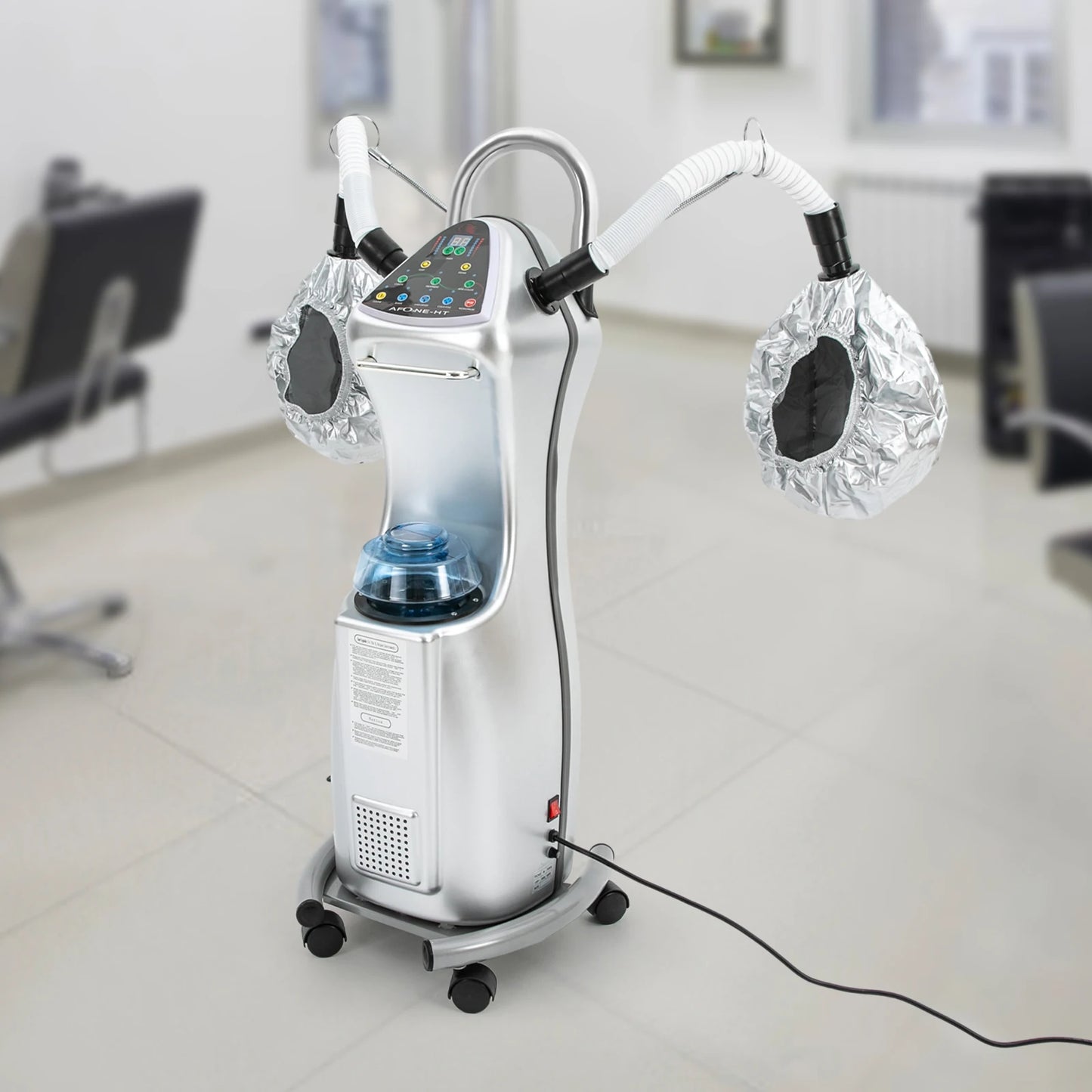 Standing Hair Steamer 650W Professional Hair Treatment Machine Hooded Heating Steam Cap Hair Processor with Wheels