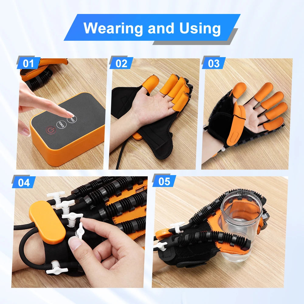 USB Rehabilitation Robot Glove Hand Exerciser Finger Training Gloves Stroke Hemiplegia Devices Hand Rehabilitation Trainer Rehab