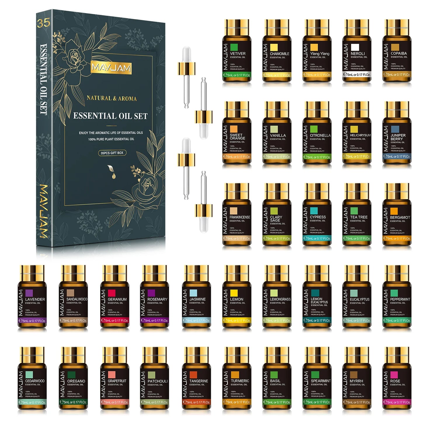 MAYJAM Essential Oils Set For Humidifier Diffuser Air Freshener 35 Pieces