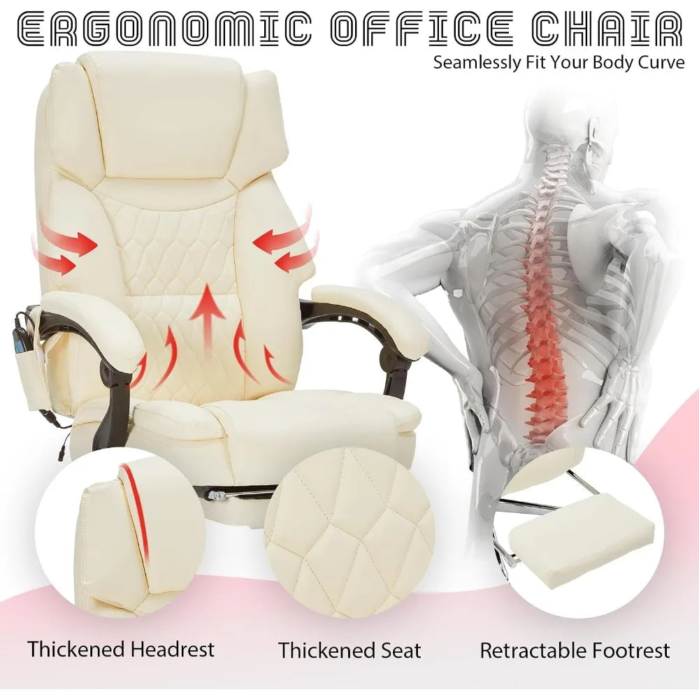Ergonomic Vibration Massage Chair With Heat And Rotating Footrest