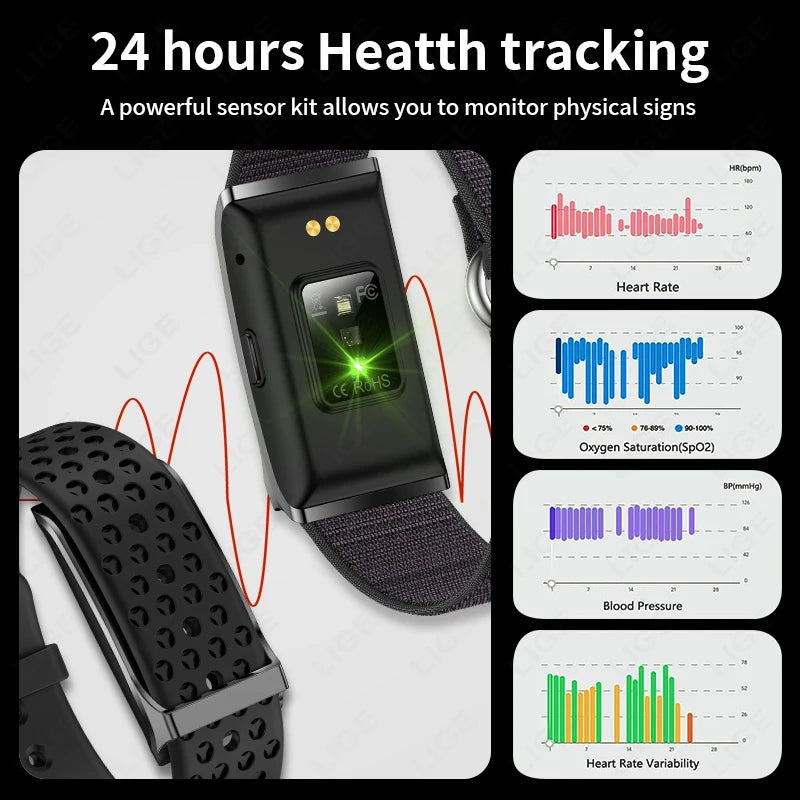 LIGE Screenless Smart Bracelet Heart Rate And Blood Pressure Monitor