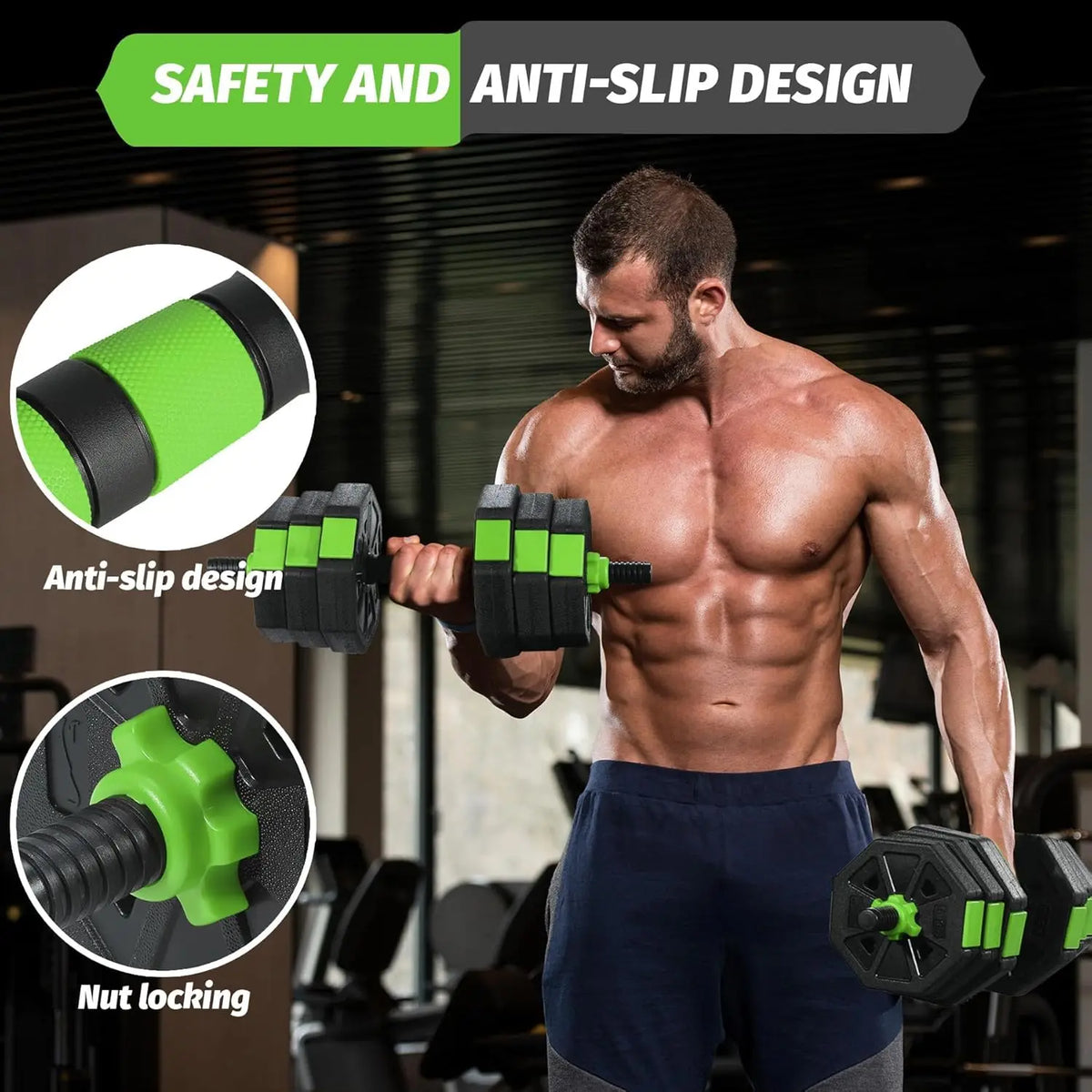 Adjustable Dumbbell Set With Kettlebell Barbell And Push Up Stand