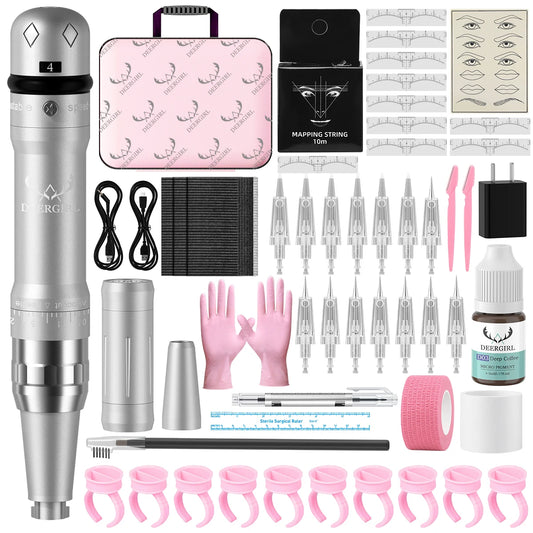 DM Wireless Permanent Makeup Machine Kit Micropigmentation Microblading Pen Eyebrow Tattoo Kit With Ink 15PCS Eyebrow Needles