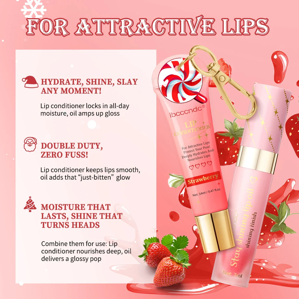 Lakerain Lip oil Lip Balm Set Deep Hydrates Smoothing Lips Moisturizing Glossy Long Lasting Shining Lip Skin Care Gift Kit