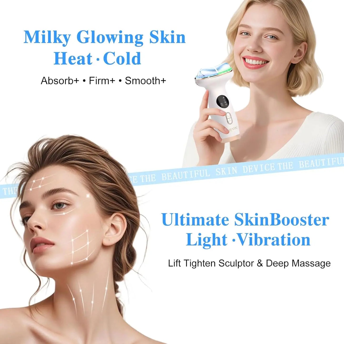 7-in-1 Facial Massager with Hot/Cold Therapy, Red Light & Gua Sha for Skin Tightening and Depuffing