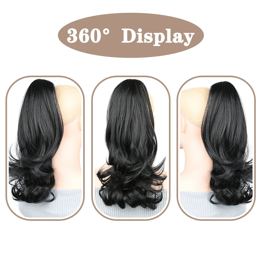 16 Inch Long Wavy Ponytail Extension with Claw Clip Faux Wavy Easy Styling Full and Voluminous Look Hairpiece Hair extensions Ponytail clip hair extensions clip hair extensions clip hair extensions