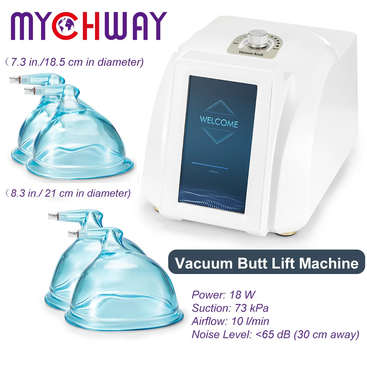 mychway Butt Lifting Machine Strong Suction 73kPa Large Vacuum Cups for Professional Use Vacuum Therapy Machine Buttocks Lifter
