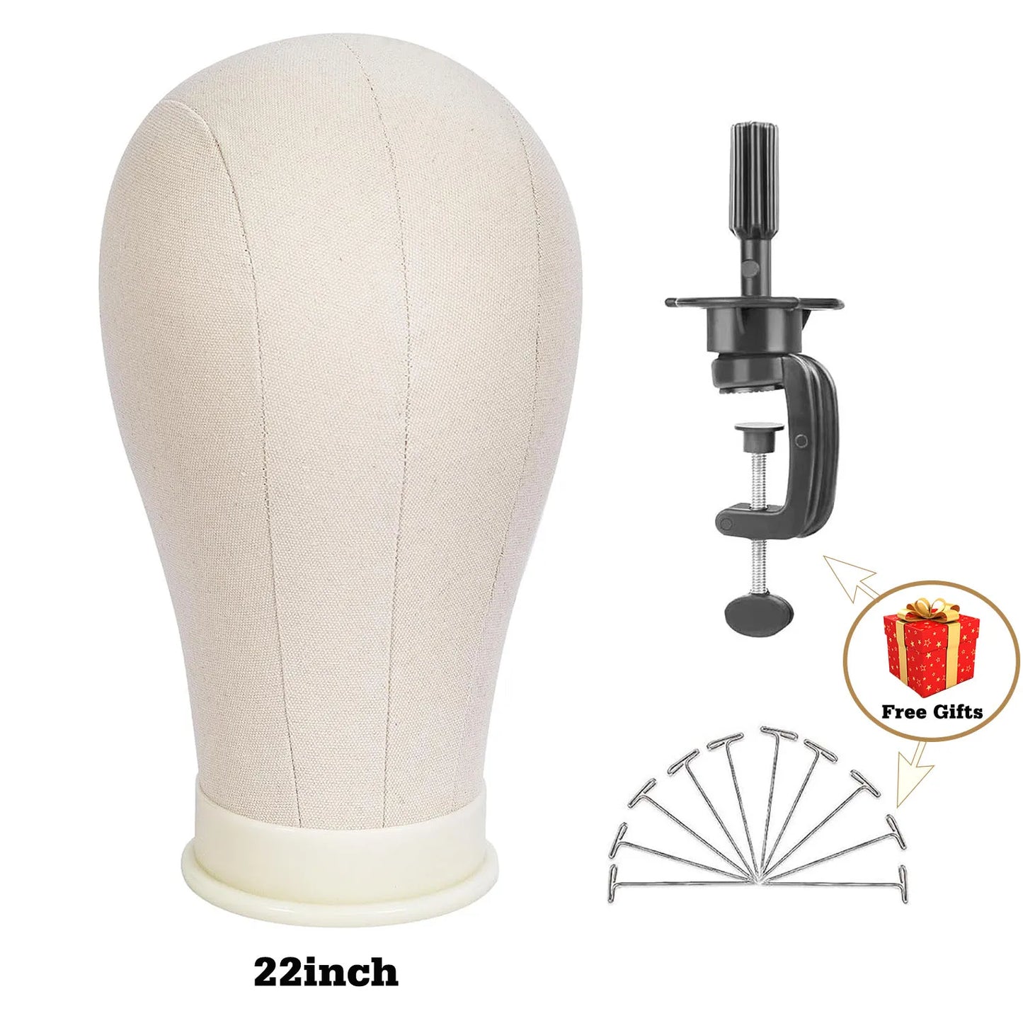 21inch 23inch Wig Head Mannequin Head with Wig Stand ,Manikin Canvas Head for Wigs Making Display with pins'\p[;