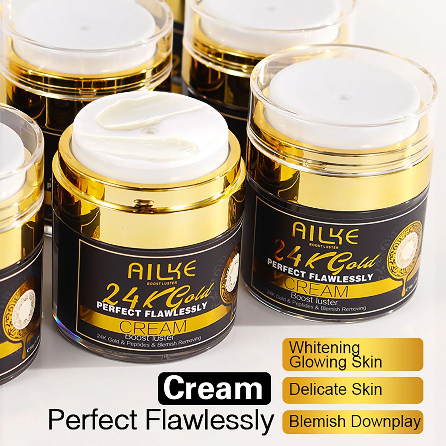 AILKE 24k Gold Whitening Range For All Skin Types, Remove Dark Spots, Wrinkles, Hyperpigmentation, Moisturizing, Hydration