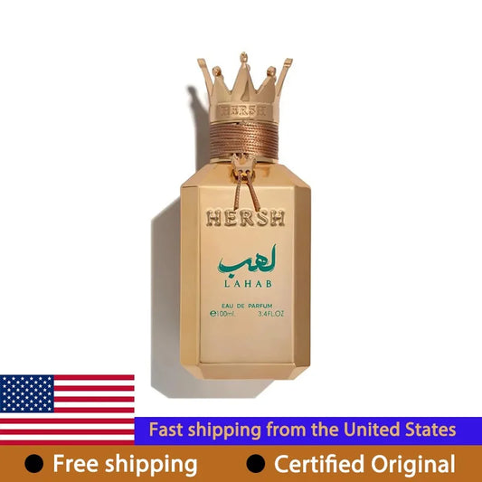 Hersh Lahab Perfume by Al Ezz Oud 3.4 Oz EDP Spray Harsh Lahab Long Lasting Cologne Luxury Gold Crown Pheromones Perfume 100 ML