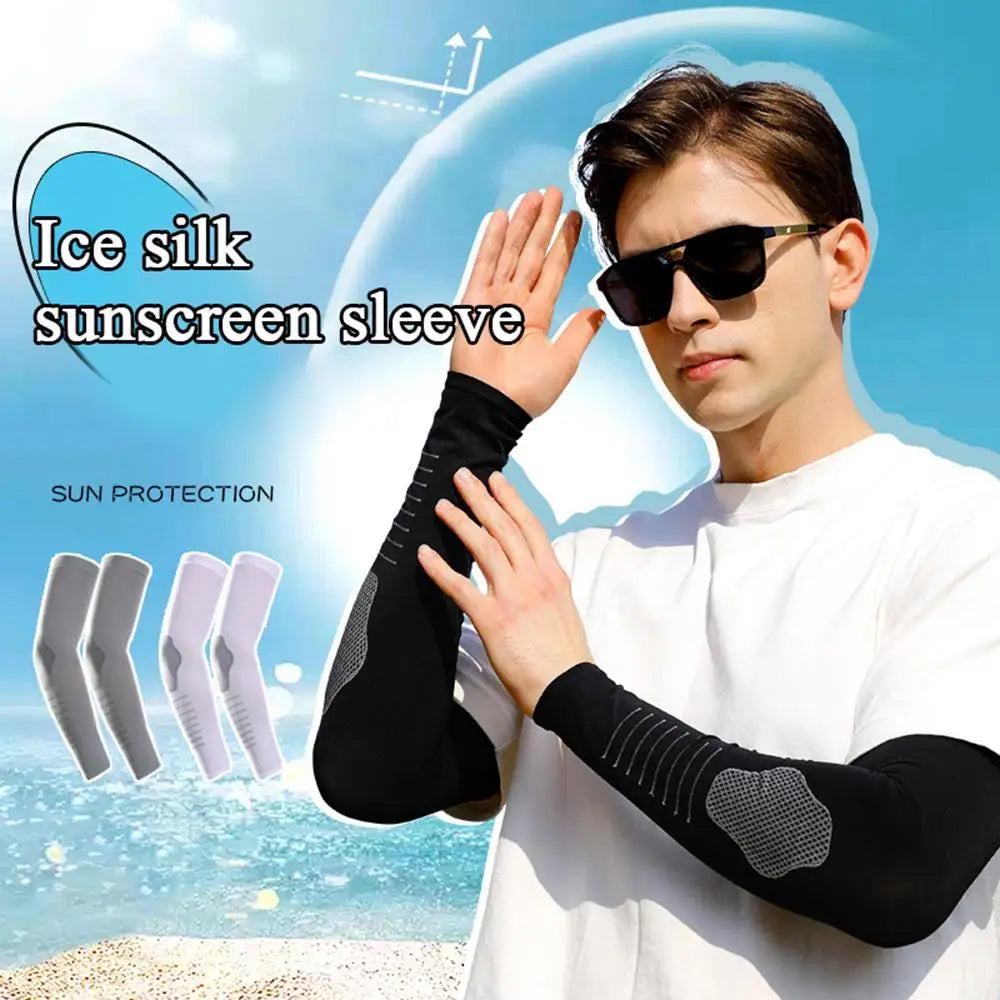 Ice Silk arm sleeves man Anti-sunburn sleeve uv protection Fingerless gloves Cycling Sports Fishing Driving Breathable Outdoor