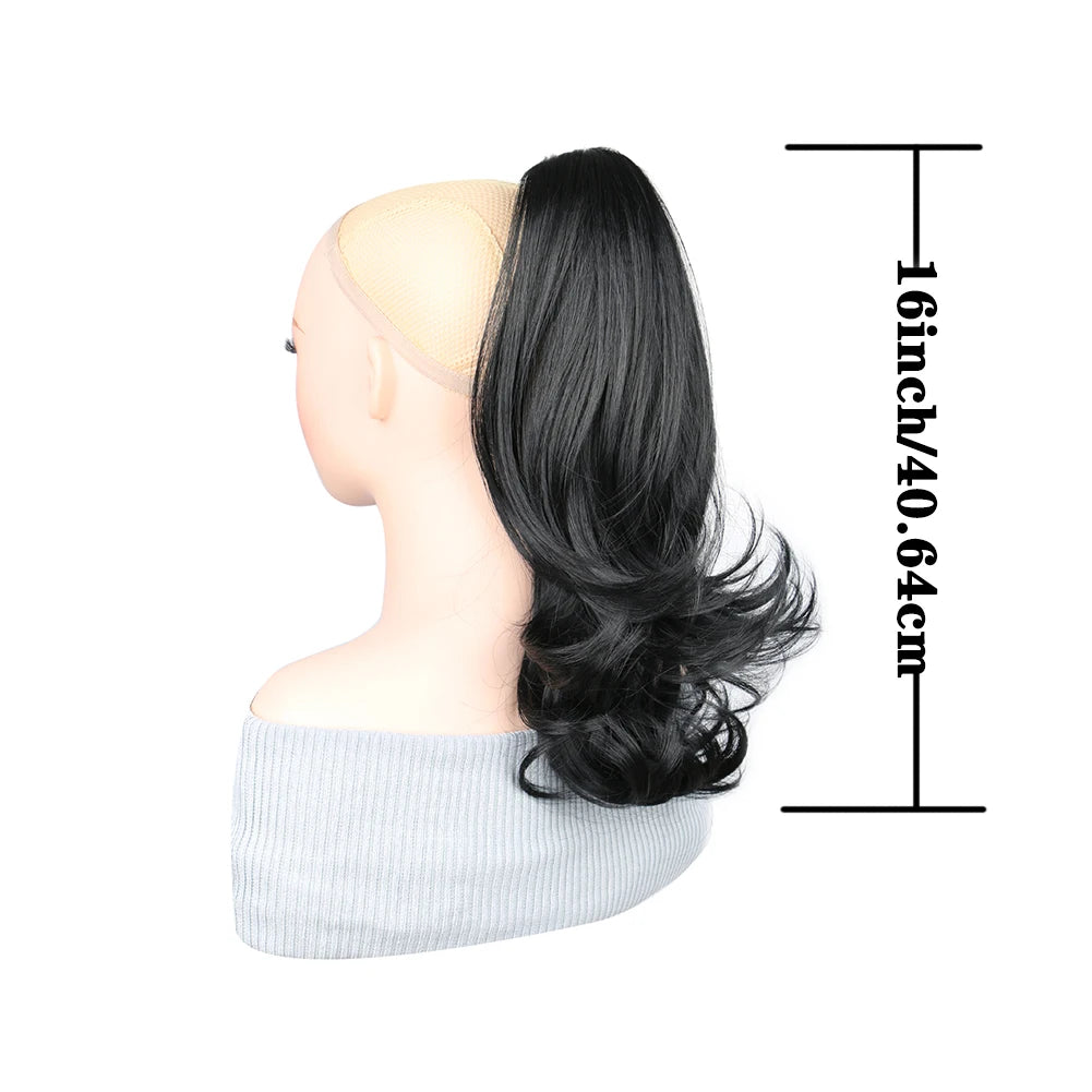16 Inch Long Wavy Ponytail Extension with Claw Clip Faux Wavy Easy Styling Full and Voluminous Look Hairpiece Hair extensions Ponytail clip hair extensions clip hair extensions clip hair extensions
