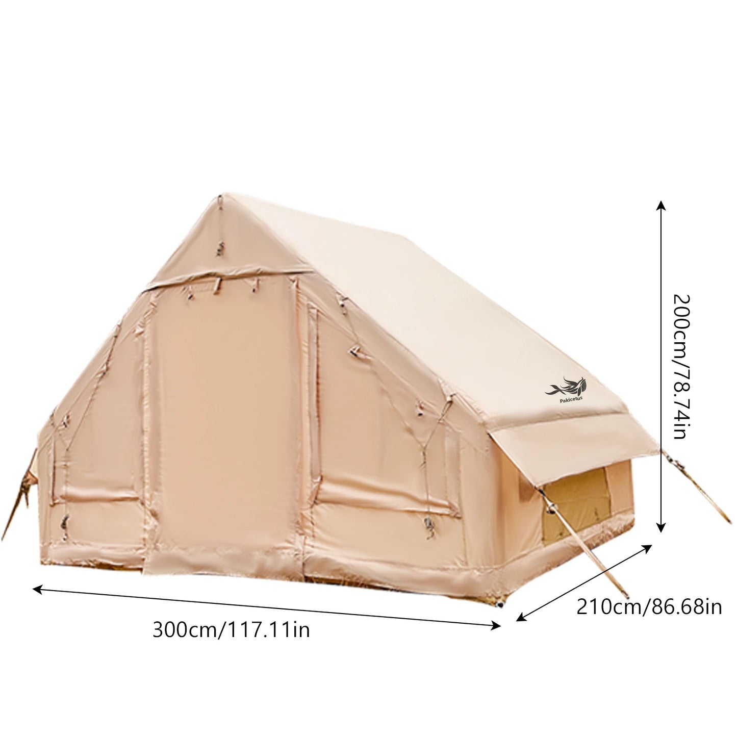 PAKICETUS Large Inflatable Camping Tent with Skylight, Quick Air-Flow & Breathable Mesh Design, Summer Glamping Hot Tents for Ca