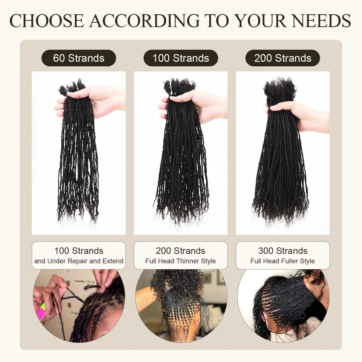 NABI Handmade Kinky Curly Human Hair Sisterlocks Micro Loc Extensions