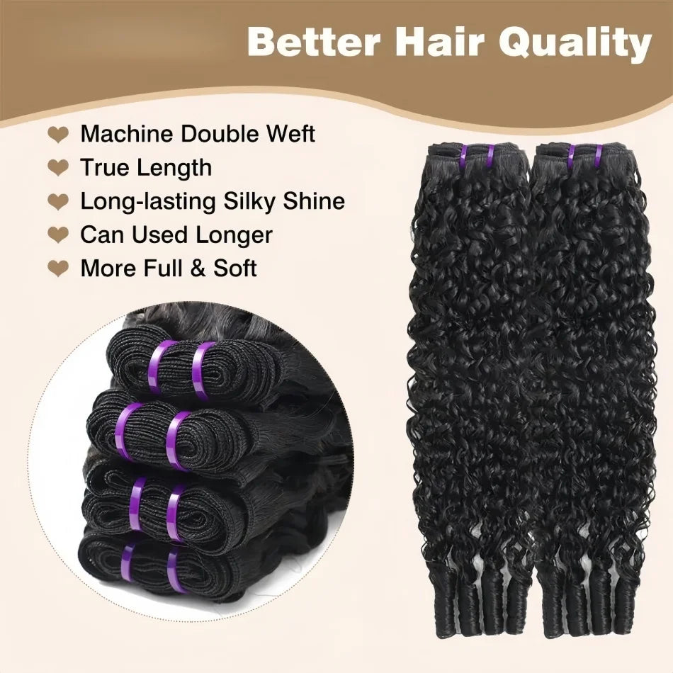 32Inch Burmese Curly Hair Bundles 12A Burmese Virgin Raw Human Hair Bundles Unprocessed Weaving Water Wave Curly Hair Extensions