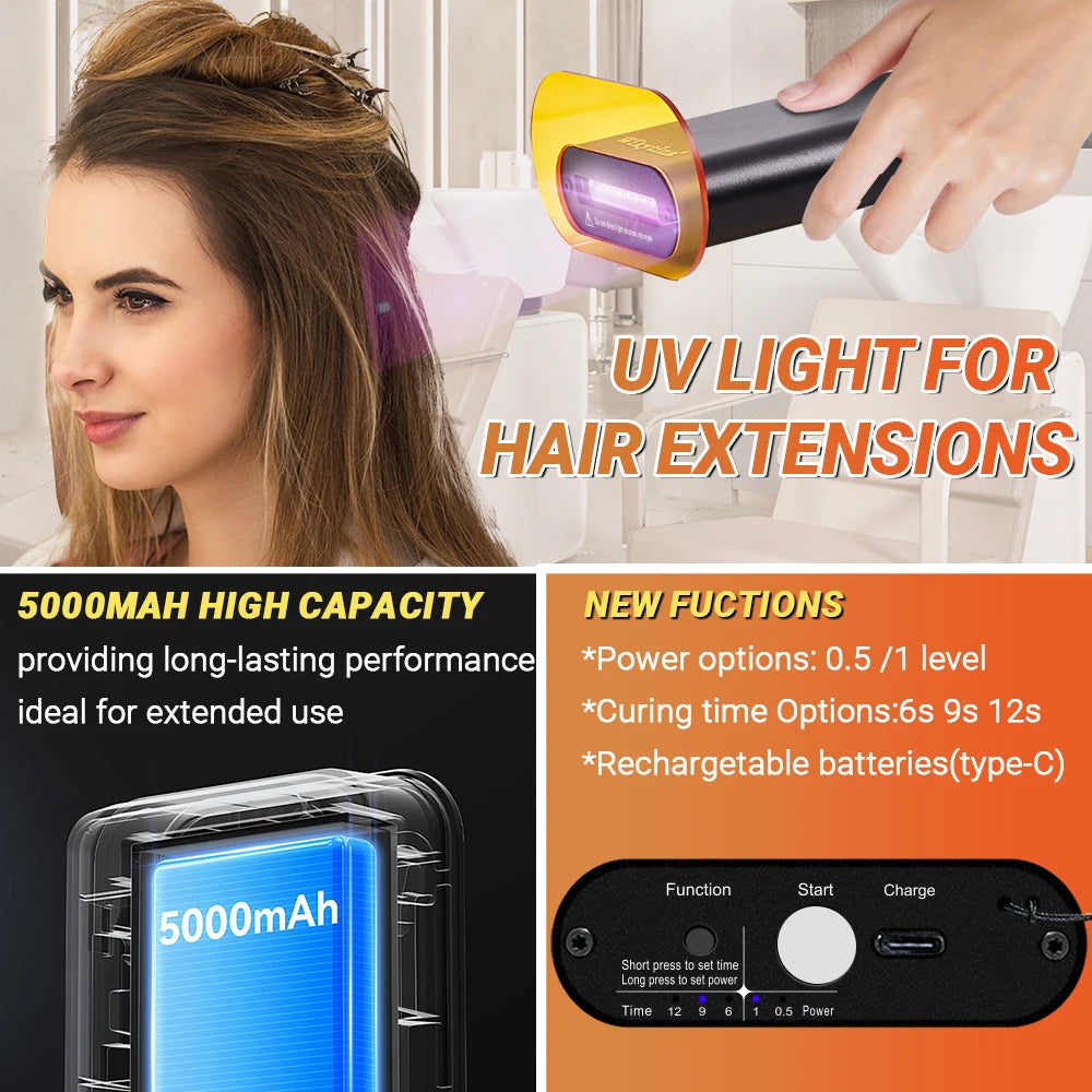 WIKYTINA Professional UV Light Hair Extension Kit - Complete Tool Set with UV Glue Remover Machine UV Hair Extension Machine
