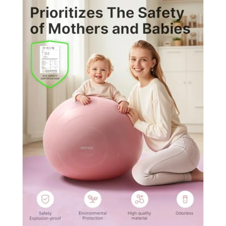 Anti-Burst Exercise Ball for Working Out, Yoga and Pregnancy, Extra Thick Workout Ball for Physical Therapy and Fitness