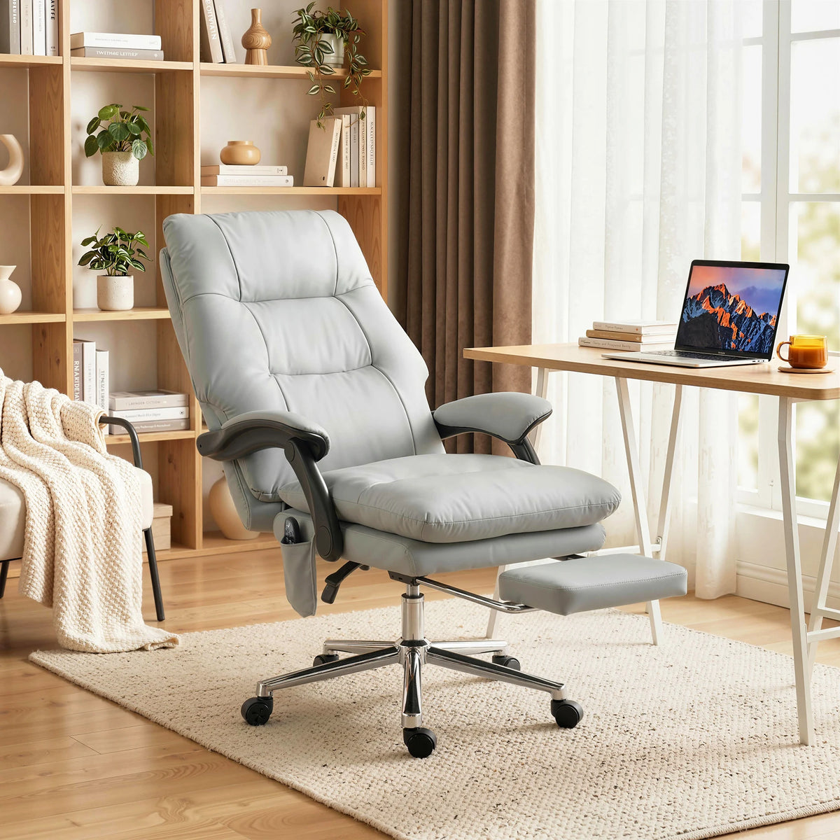Homcom Massage Ergonomic Office Chair With Vibration Footrest