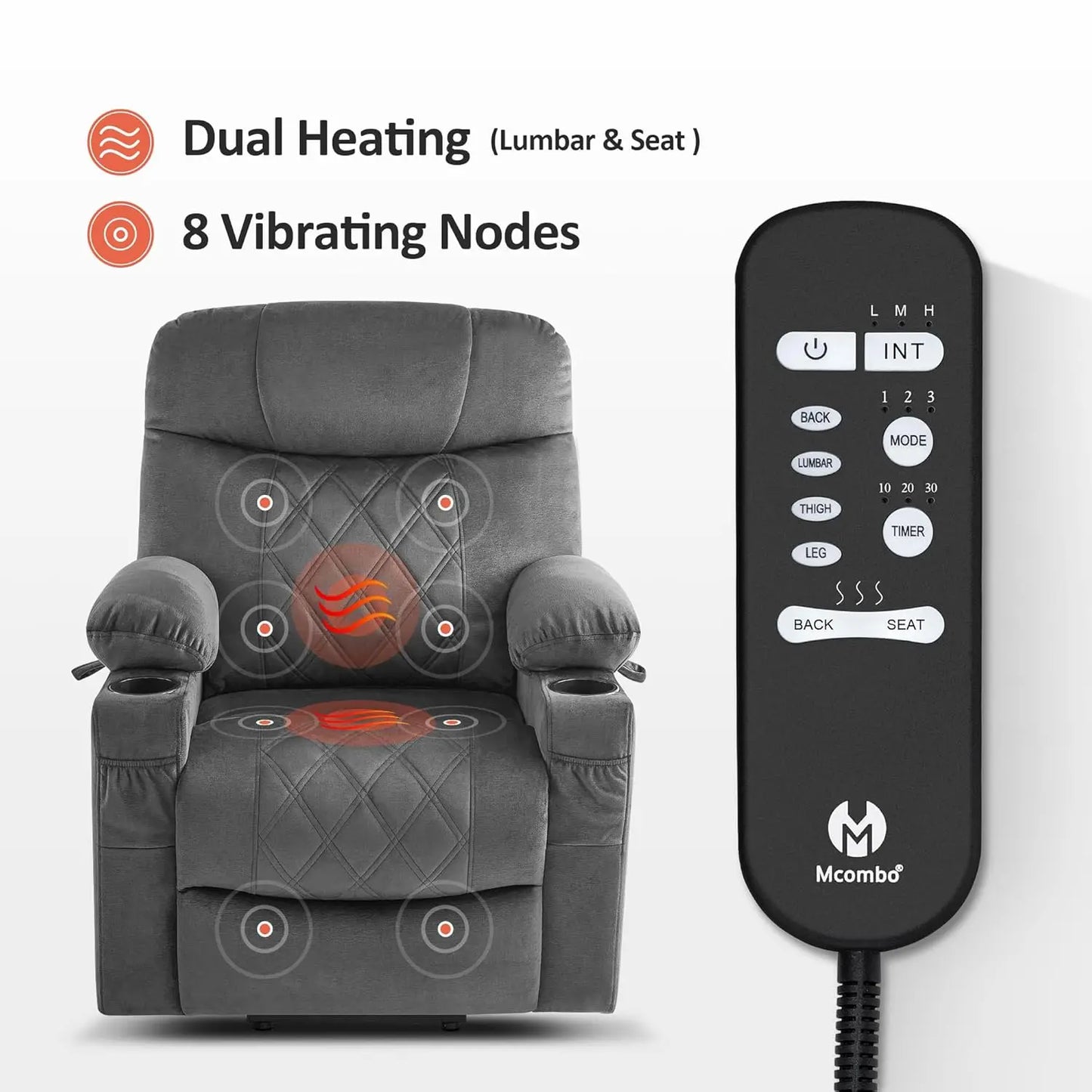 Triple Motor Power Lift Recliner Chair With Massage And Heating