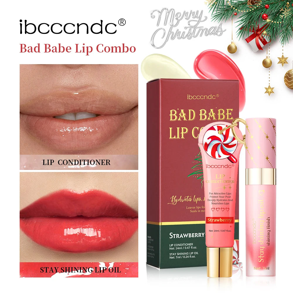 Lakerain Lip oil Lip Balm Set Deep Hydrates Smoothing Lips Moisturizing Glossy Long Lasting Shining Lip Skin Care Gift Kit