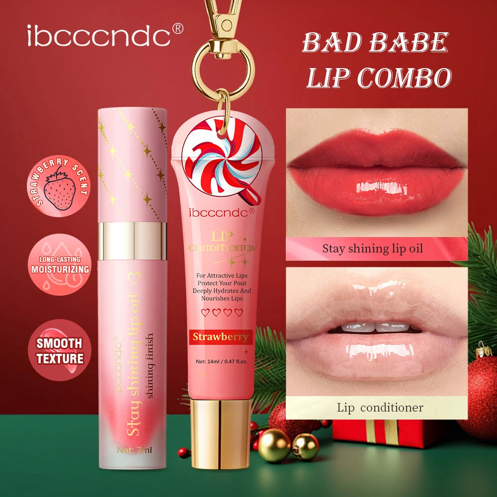 Lakerain Lip oil Lip Balm Set Deep Hydrates Smoothing Lips Moisturizing Glossy Long Lasting Shining Lip Skin Care Gift Kit
