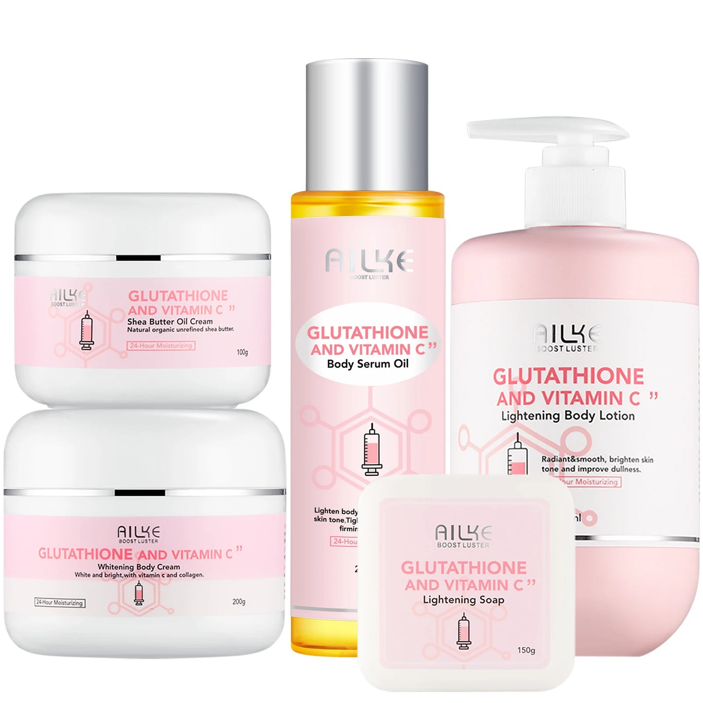 AILKE Whitening Remove Black Spots Facial Skin Care Lotion Moisturizing Cream Body Glutathion Vitamin C Black Skin Face New Set