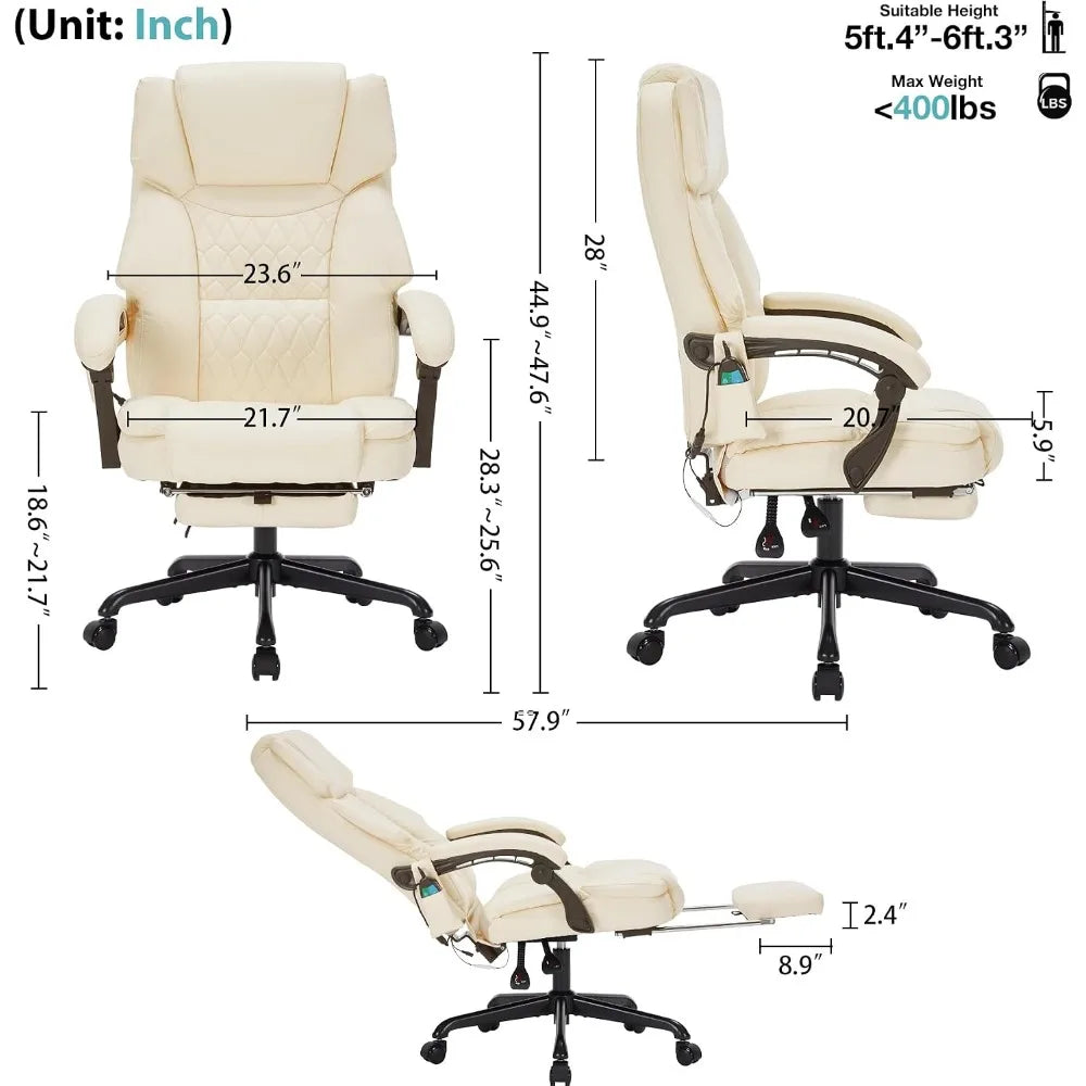 Ergonomic Vibration Massage Chair With Heat And Rotating Footrest