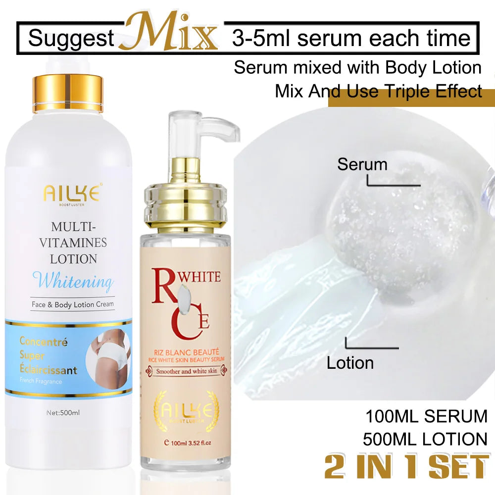 AILKE Natural Multi-Vitamin Skin Care Set, Lightening, Brightening, Nourishing, Moisturizing, Antioxidant, Remove Dark Spots