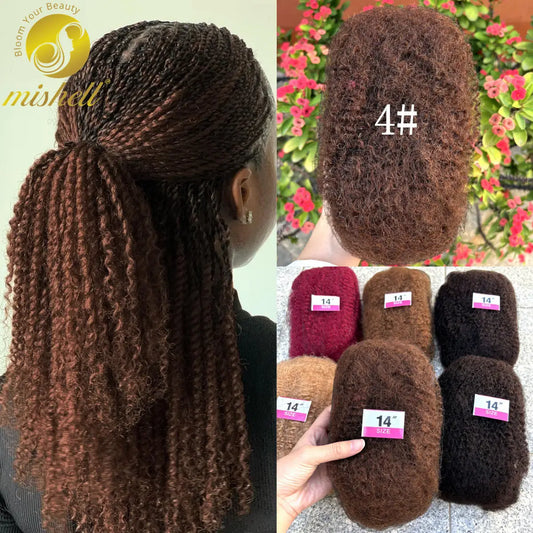 30/50g 4 Afro Kinkys Bulk Human Hair for Dreadlock Extensions /Repair Locs/Twist Braiding Afro Kinky Human Hair for Locs