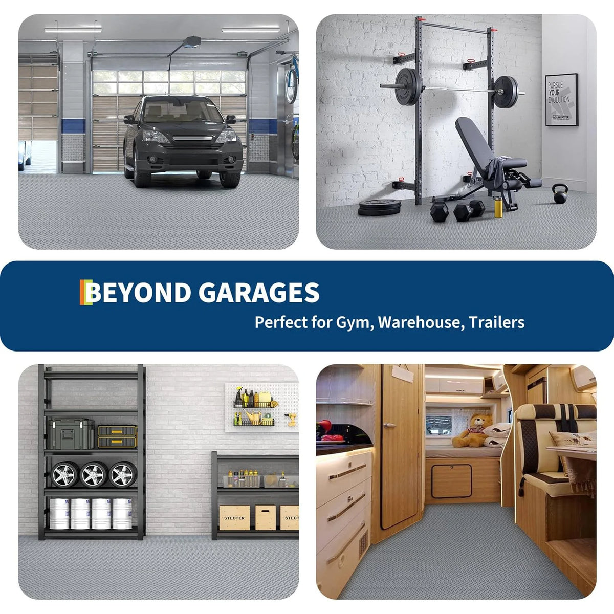 7.5x17FT Industrial Garage Flooring Roll 2.8mm PVC Floor Mat Diamond Tread Under Car Protector Workshop Gym Waterproof Liner