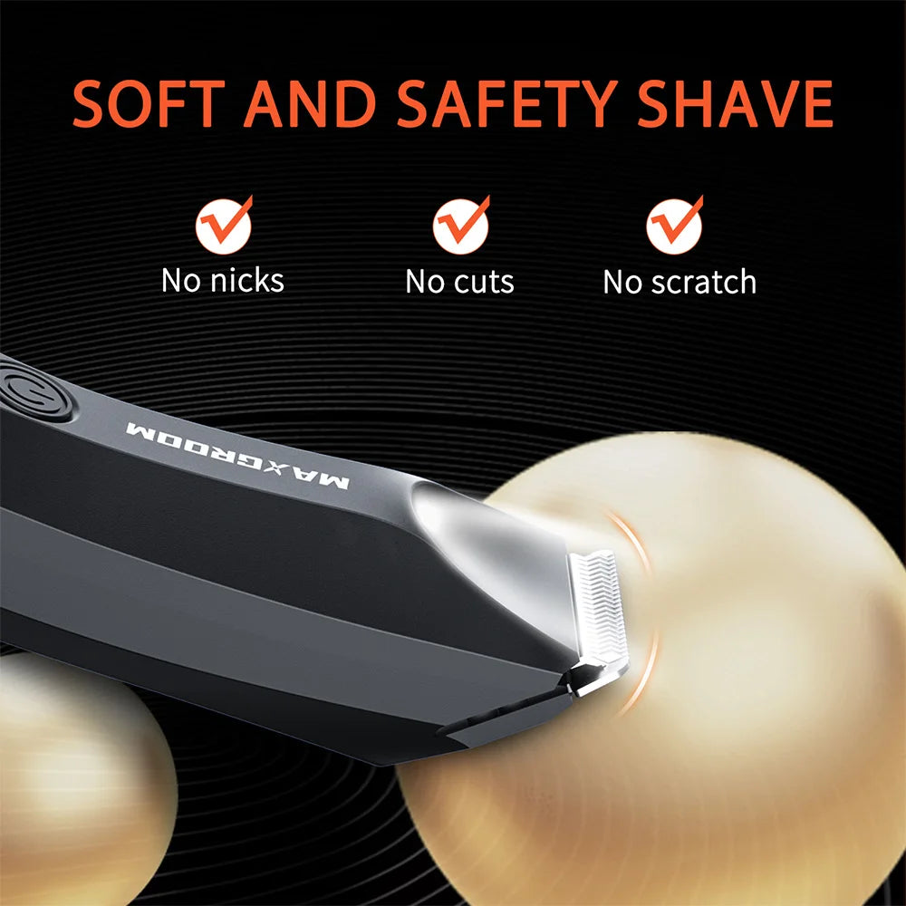 MAXGROOM Man Body Hair Trimmer IPX7 Waterproof Pubic&Groin Hair Groomer Electric Ball Shaver with LED Light Rechargeable Trimmer