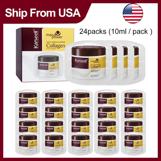 Karseell Travel Collagen Hair Treatment Mask Essence Deep Repair Conditioning Argan Oil for Dry Damaged Hair 24 Packs/Box