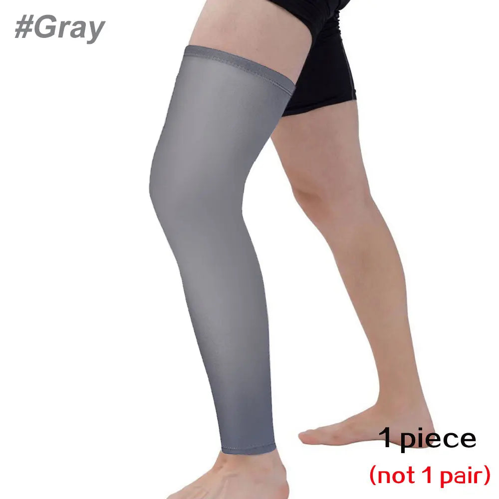 1PC Full Leg Compression Sleeve, Sport Long Knee Sleeve with Anti-slip Silicone Strips for Men Women Running Basketball Football