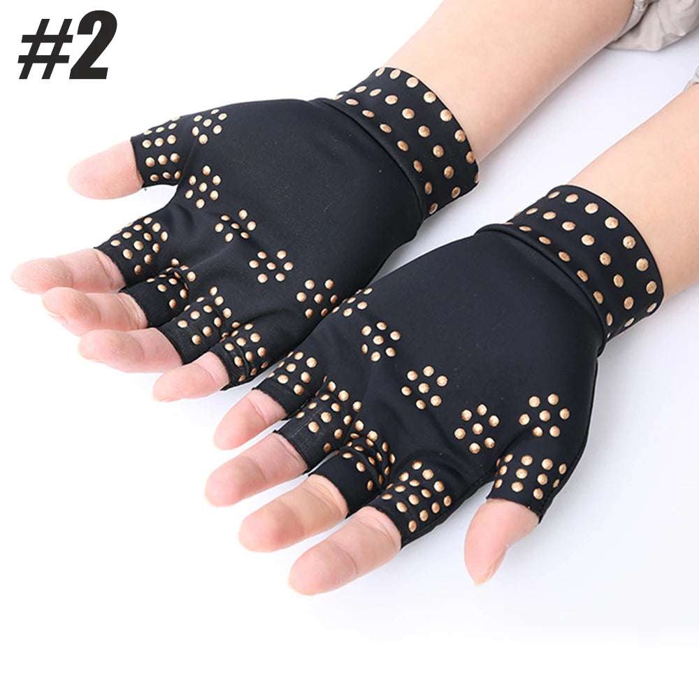 1Pair Magnetic Gloves Arthritis Therapy Gloves Men Women Arthritis Joint Pain Treat Fingerless Glove Rheumatoid Hand Pain Relief