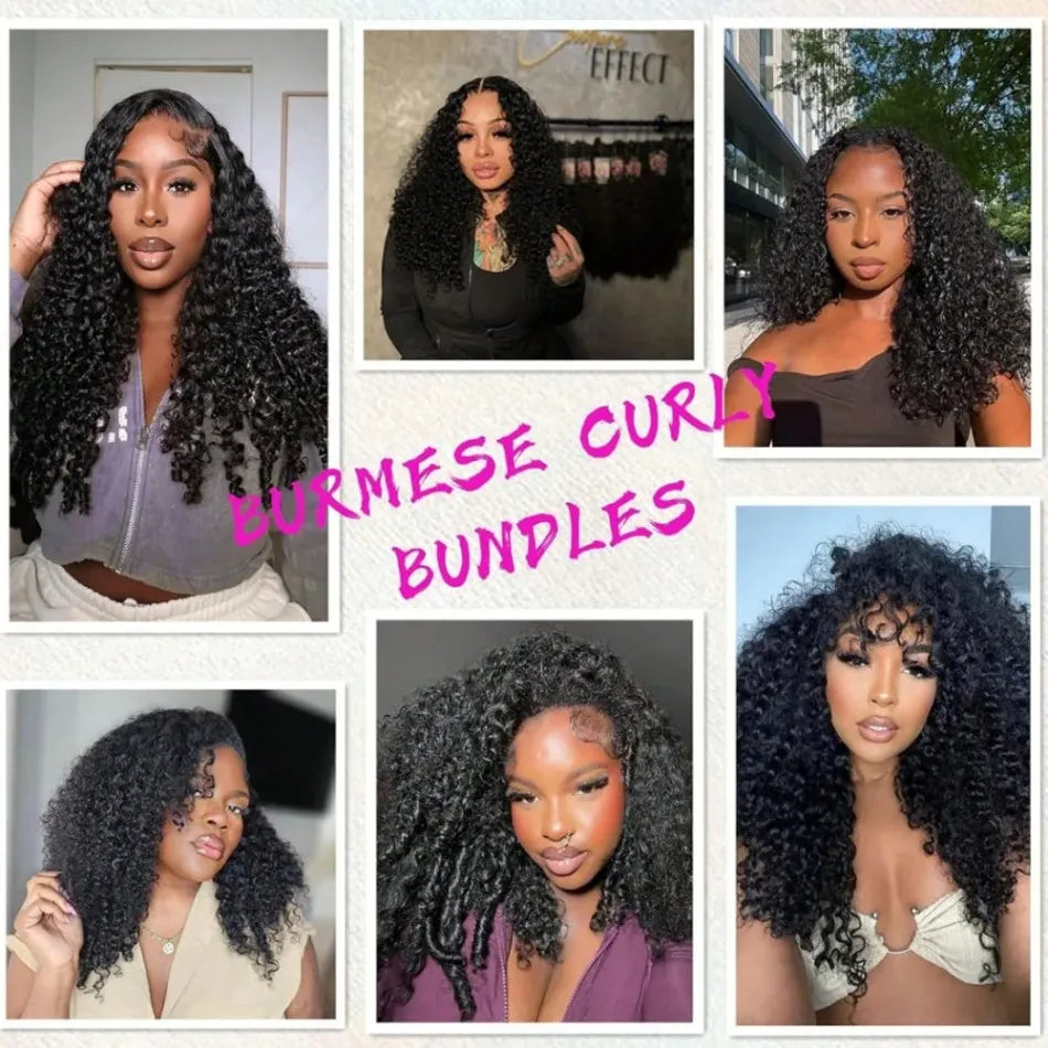 32Inch Burmese Curly Hair Bundles 12A Burmese Virgin Raw Human Hair Bundles Unprocessed Weaving Water Wave Curly Hair Extensions