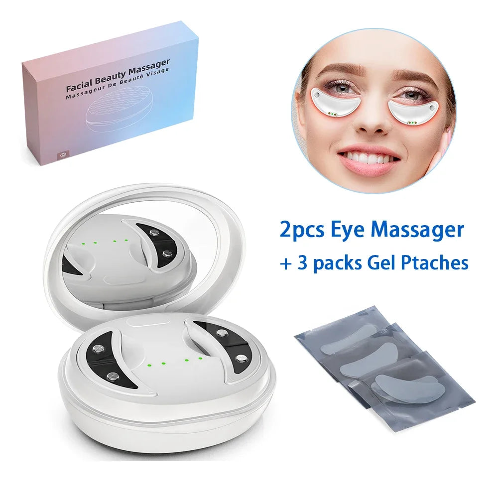 EMS Micro-current Eye Face Massager Red Light Eye Care Massager Beauty Machine With Gel Patch for Dark Circles Removal Eye Lines