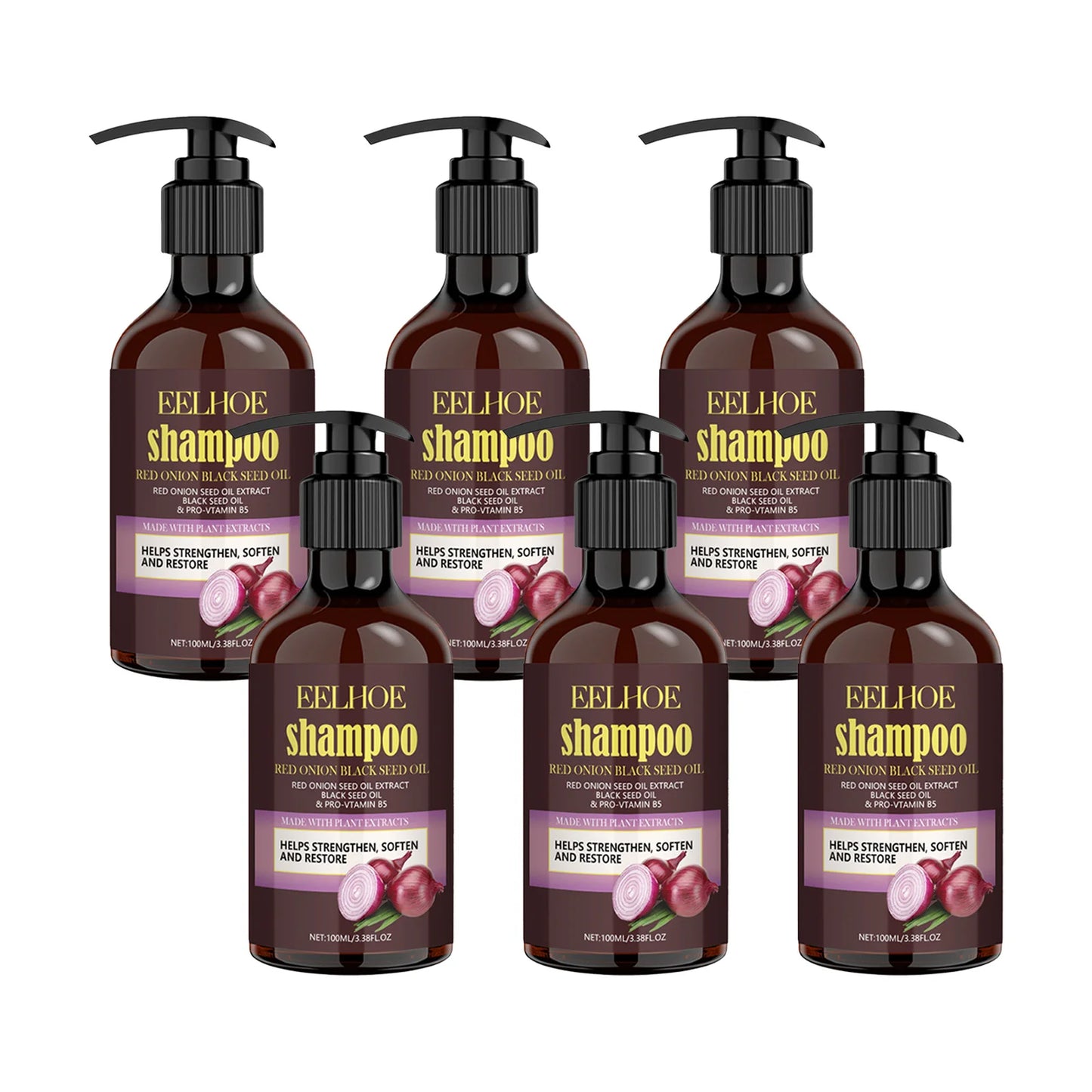 EELHOE Red Onion Oil Shampoo Deep Cleansing Repair Damaged Hairs Strengthen Hair Roots Anti Dryness Frizzy for All Hair Types