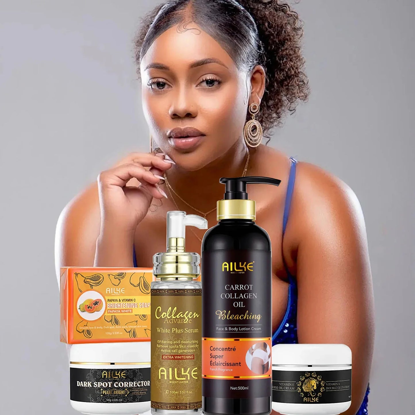 AILKE Collagen Beauty Skin Care, Anti Spots, Pigmentation, Lightening, Even Skin Tone, For Dark, Black, African and Caramel Skin