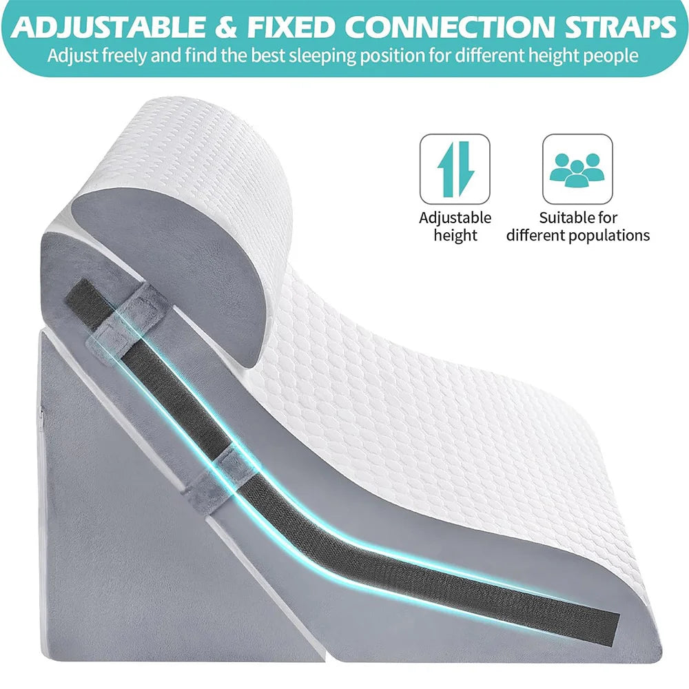 Adjustable Folding Wedge Pillow for Sleeping, Snoring and Reflux Relief