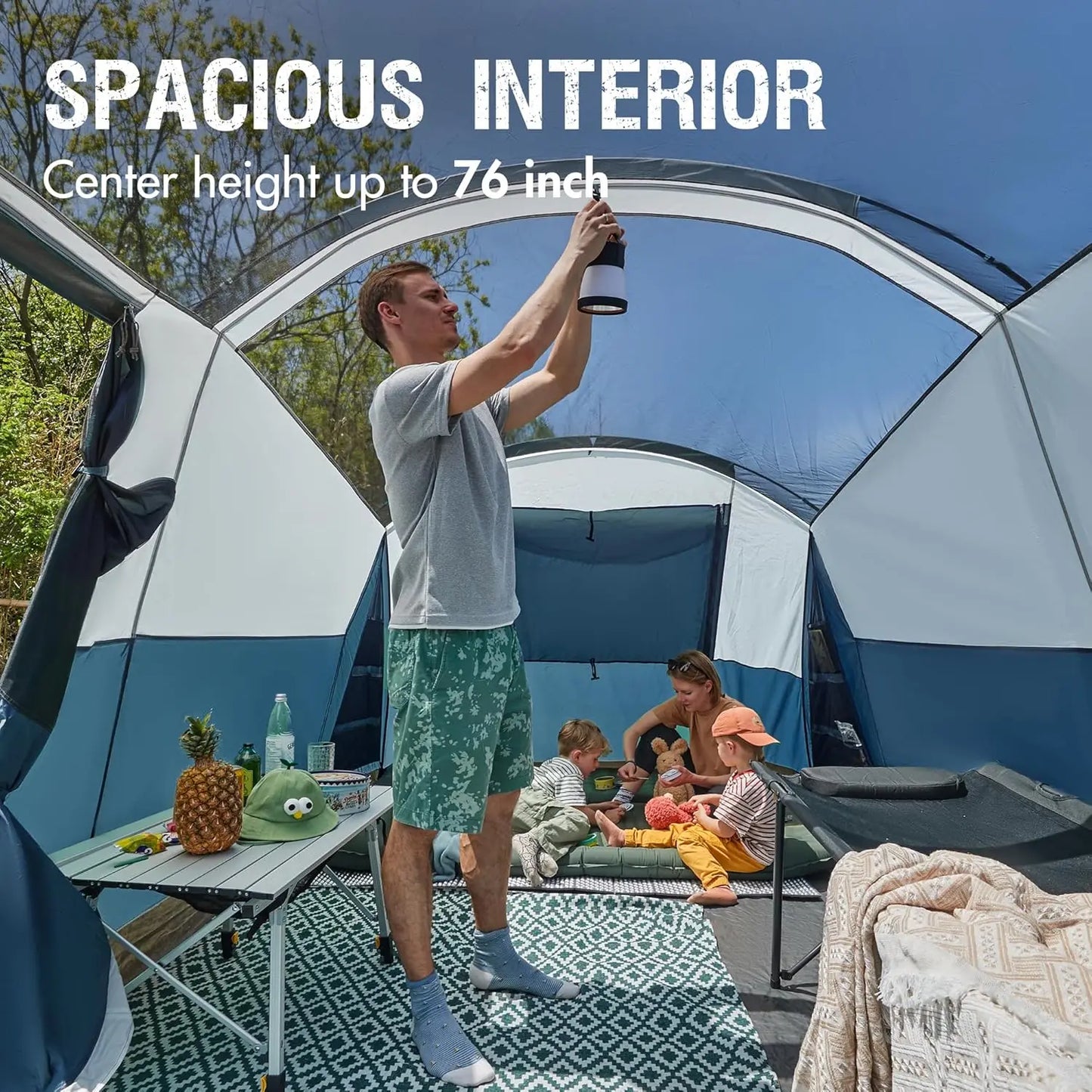 6/8/10 Person Family Camping Tent with Screen Room, Water Resistant Big Tunnel Tents with Rainfly, Large Family Tent for Camping