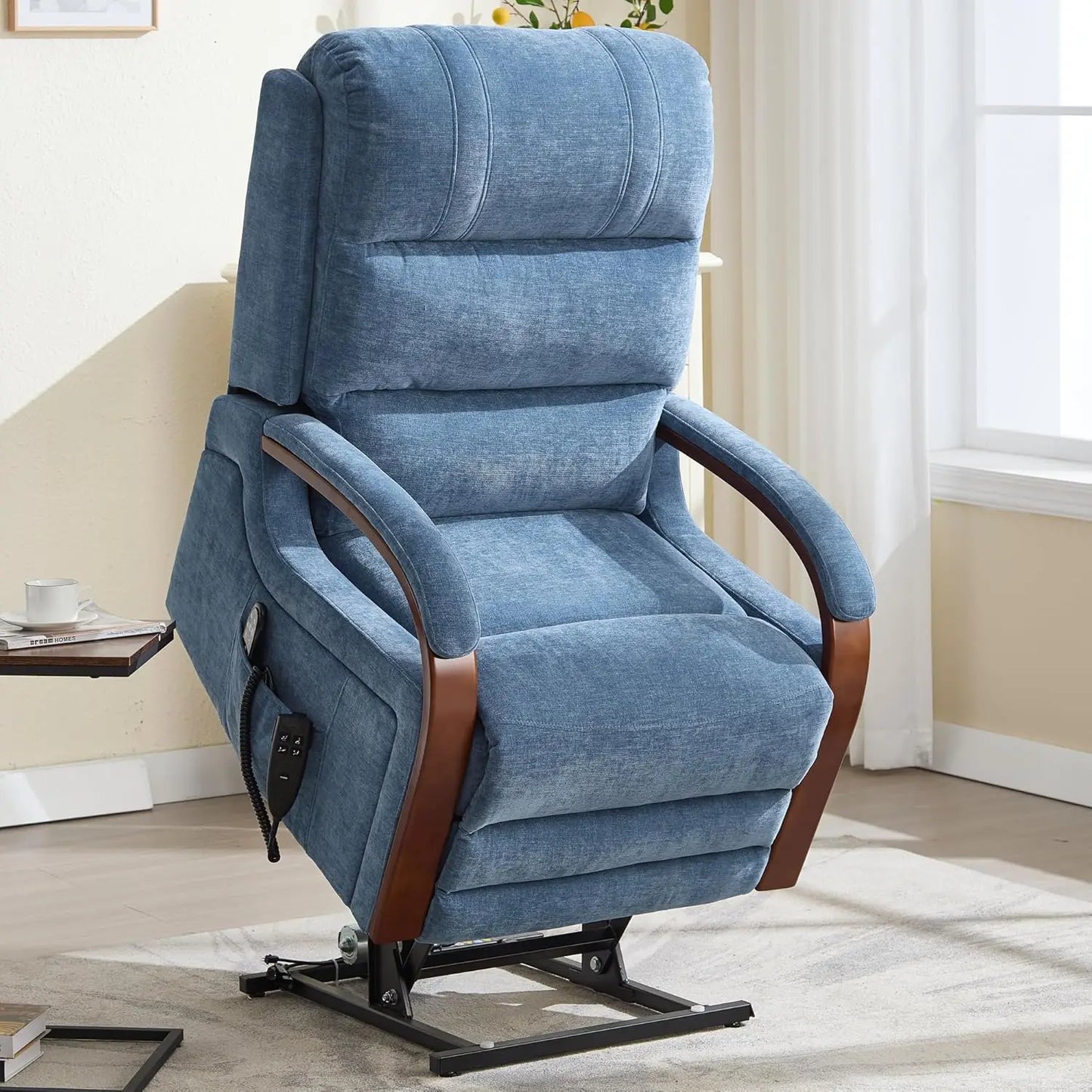 Dual Motor Power Lift Recliner Lay Flat Massage Heat Infinite Position Living Room Faux Leather, Customized