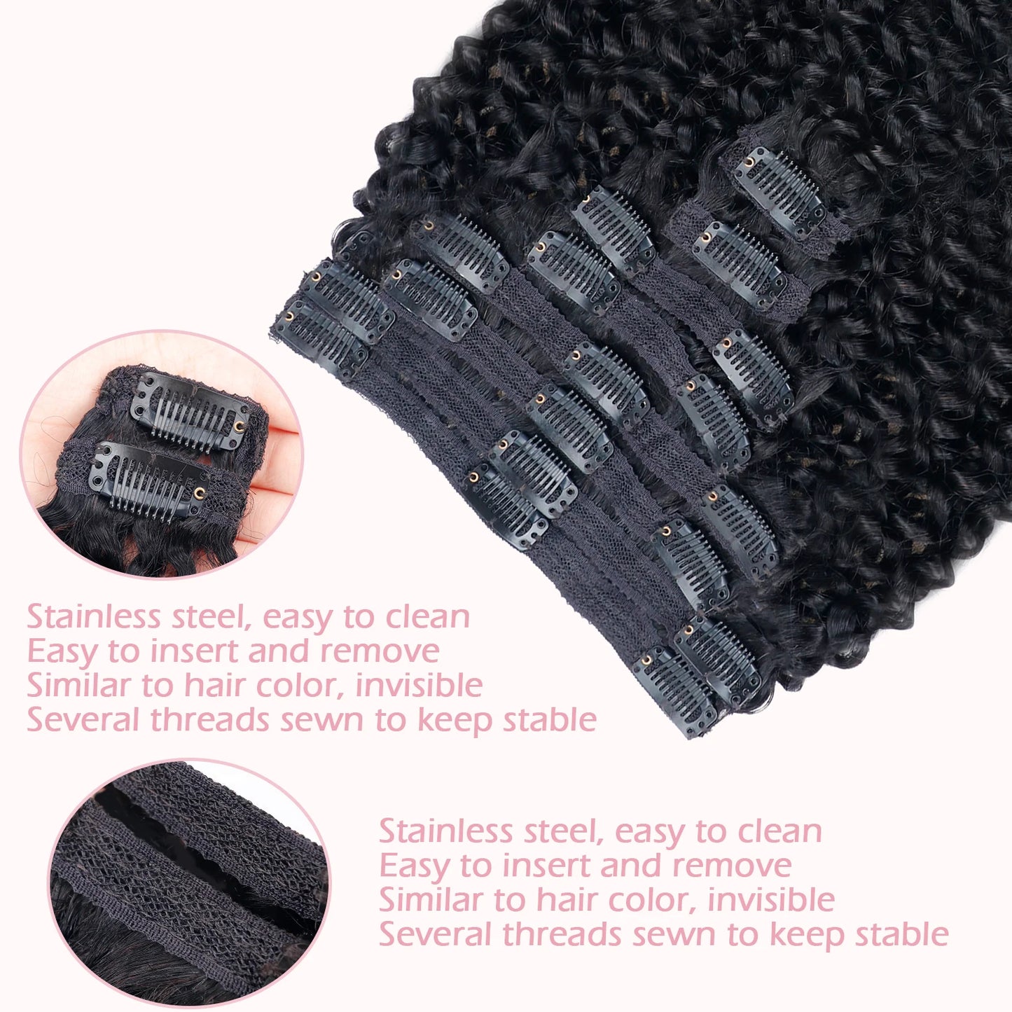Water Wave Clip in Hair Extensions Real Human Hair Deep Curly Clip Ins for Women 8Pcs 120G Brazilian Remy Human Hair Extensions