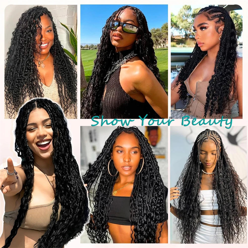 Bulk Human Hair for Boho Knotless Braids Curly Hair Extension Deep Wave Boho Human Hair Natural Color Wet And Wavy Braiding Hair
