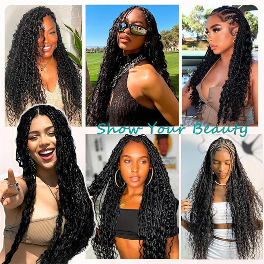 Bulk Human Hair for Boho Knotless Braids Curly Hair Extension Deep Wave Boho Human Hair Natural Color Wet And Wavy Braiding Hair